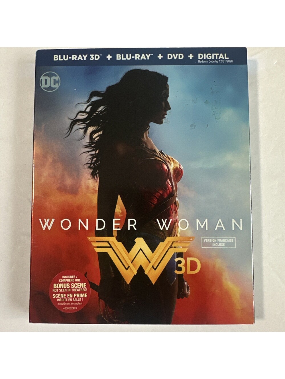 Wonder Woman 3D Blu-ray + Blu-ray 2017 w/ Slipcover Gal Gadot DC